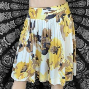 Robin Howe Yellow Floral Print Pleated Skirt Size 10